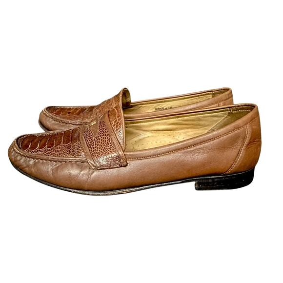 Vintage Bally Italy Ostrich Leg Brown Leather Loafers Mens 9.5 D Dress Shoes main image 10